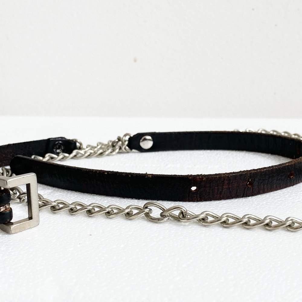 VINTAGE LEATHER AND CHAIN BELT - Picture 4 of 6
